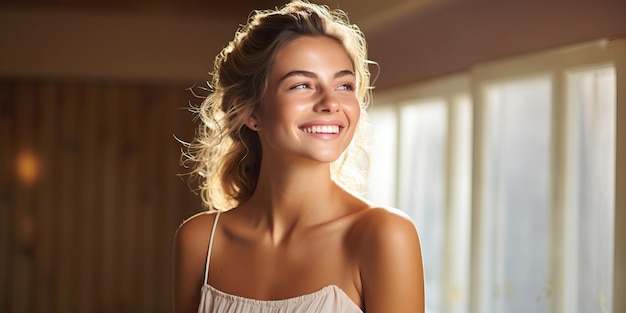 Portrait of beautiful young woman smiling