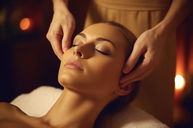 Portrait of beautiful young woman in spa salon