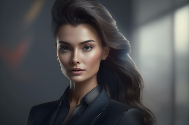 Portrait of beautiful young woman wearing business suit generative ai