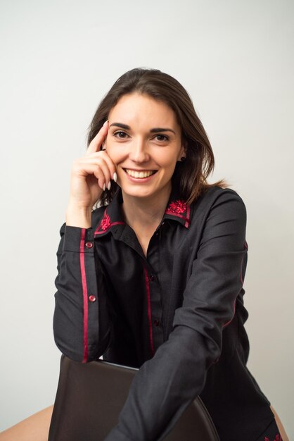 portrait of a beautiful young woman wearing fashion shirt