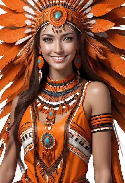 Portrait of a beautiful young woman wearing indian costume Boho style