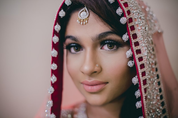 portrait of beautiful young woman wearing sari