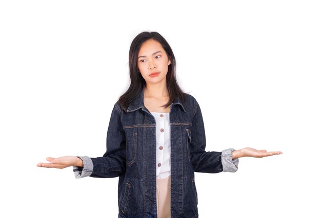 Portrait of a beautiful young woman over white background