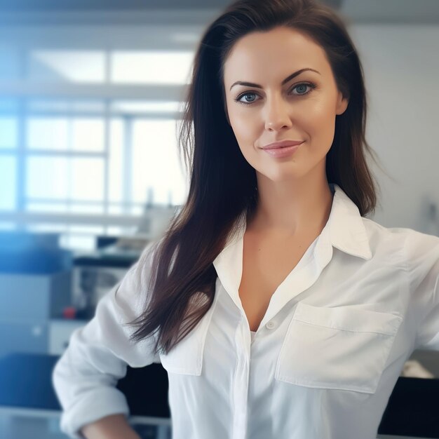 Portrait of a beautiful young woman in a white shirt