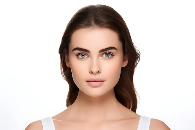 Photo portrait of a beautiful young woman on white studio background