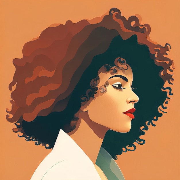 portrait of beautiful young woman with afro curly hair fashion portrait