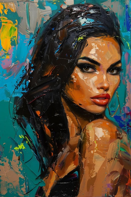 portrait of a beautiful young woman with black hair oil painting