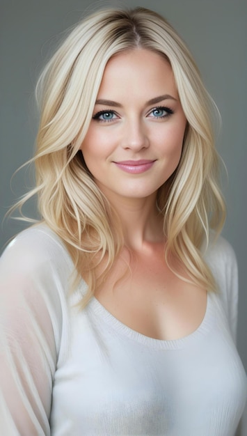 Portrait of a beautiful young woman with blonde hair and blue eyes