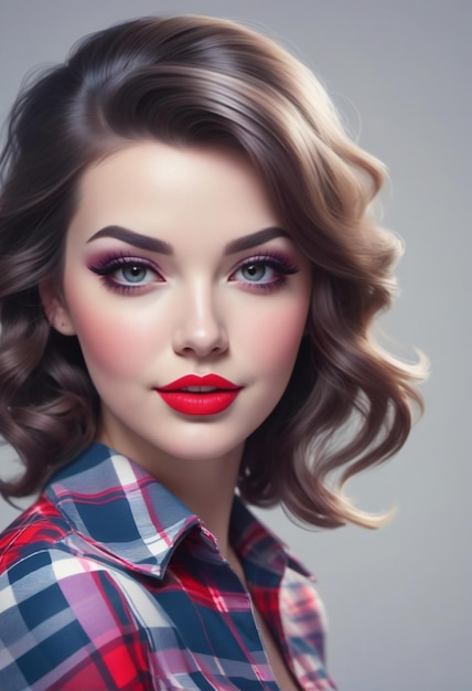Portrait of beautiful young woman with evening makeup and hairstyle