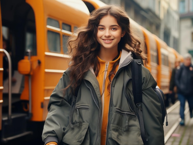 Portrait of a beautiful young woman with long wavy hair Generative AI