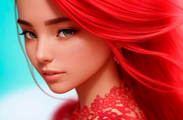 Portrait of a beautiful young woman with red hair Closeup Generative AI