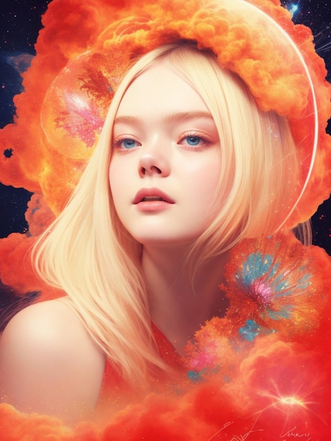 빨간 머리를 가진 아름다운 젊은 여성의 초상화 판타지 이미지 AI 생성