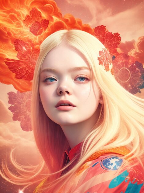 Портрет красивой молодой женщины с рыжими волосами Фэнтезийное изображение, созданное AI