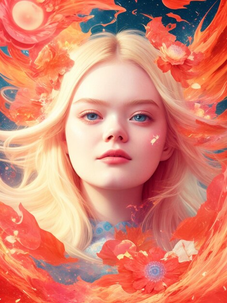 Портрет красивой молодой женщины с рыжими волосами Фэнтезийное изображение, созданное AI