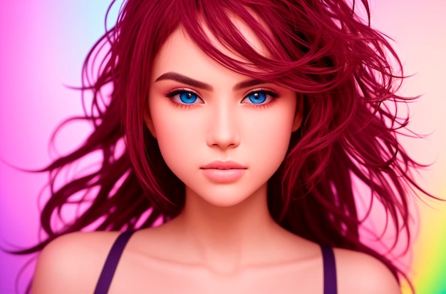 Portrait of a beautiful young woman with red hair Generative AI