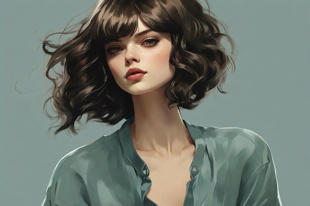  Premium Photo | Portrait of a beautiful young woman with short wavy hair
