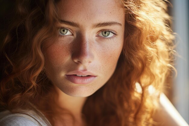 Portrait of a beautiful young woman with the sun on her face