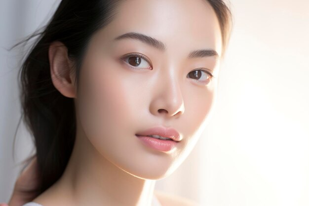 Portrait of beauty asian woman with perfect healthy glow skin facial