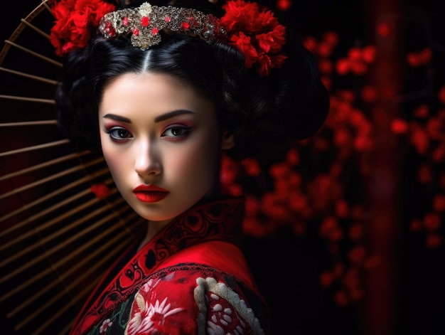 Portrait of beauty japanese Geisha