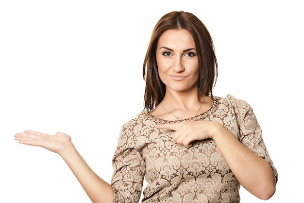 Portrait of Beauty Woman posing on white background