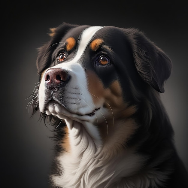 大きな毛深い可愛い犬の肖像画