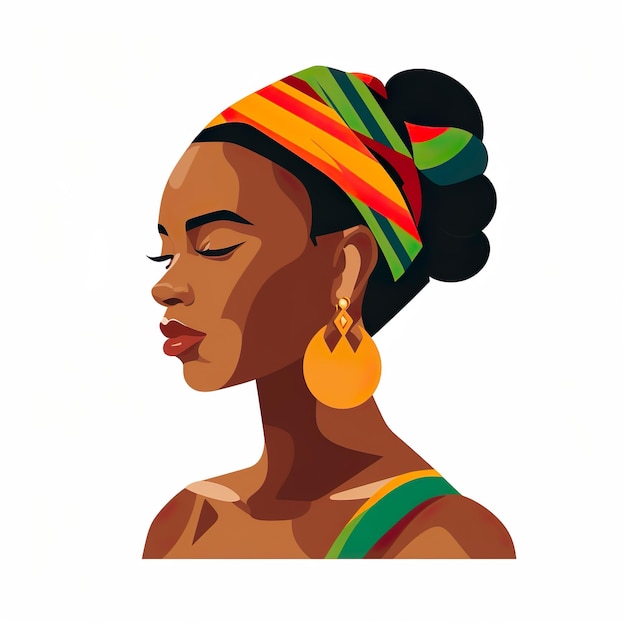 Портрет чернокожей красивой молодой женщины с культурными аксессуарами на хорошем фоне