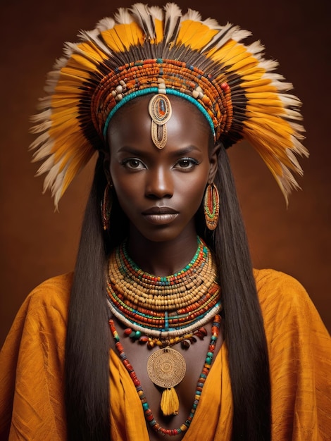 Photo portrait of a black girl in national dress