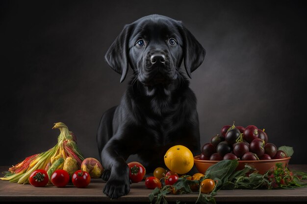 Portrait of a black labrador puppy poster gazing camer