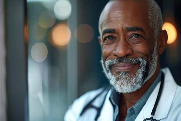 Photo portrait of a black male doctor in his 50s