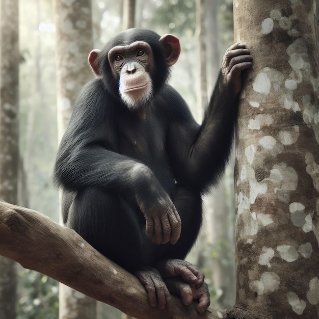 portrait of a black monkey in the jungle