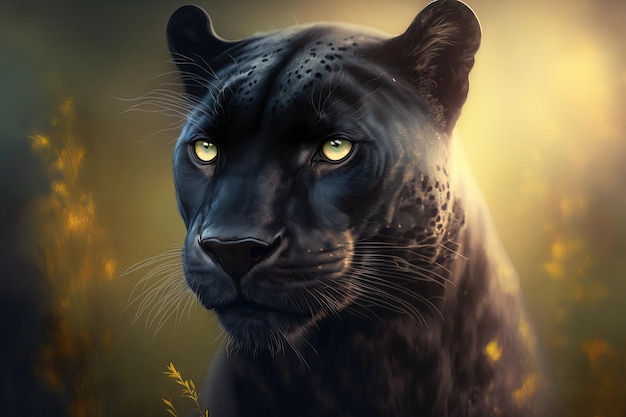 Portrait of a black panther animal kingdom