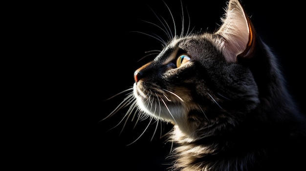 검은색과  ⁇ 색의 고양이의 초상화