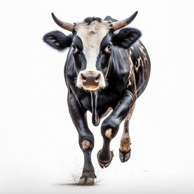 portrait of black and white cow generated by ai