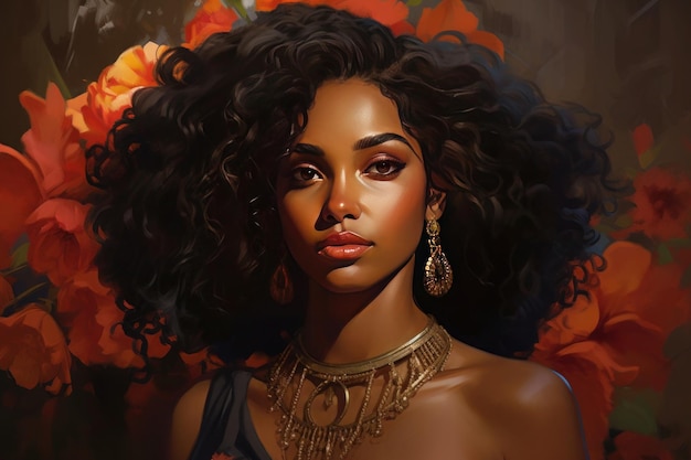 Photo portrait of black woman in the style generative ai