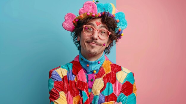 portrait of a bloke in colorful st valentines day attire