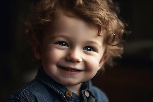 Portrait of a blond boy smiling studio portrait