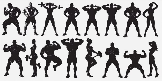 Photo portrait of bodybuilder fitness and gym equipment ai icon