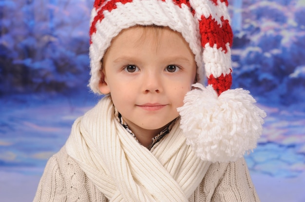 クリスマスを祝う少年の肖像画