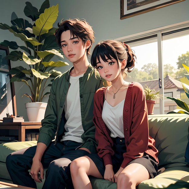 portrait of a boy and a girl in living room