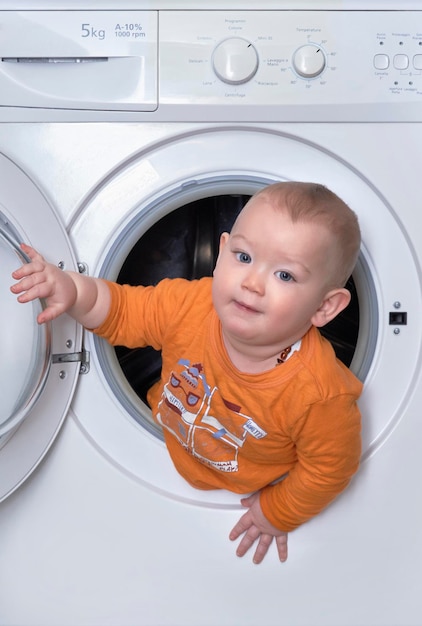 Portrait of boy in machine