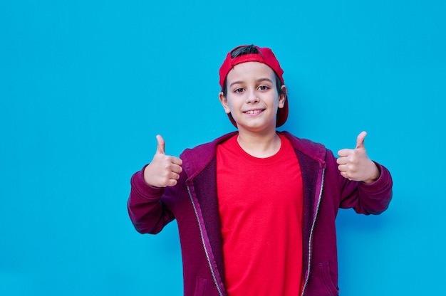 A Portrait of boy in red t-shirt