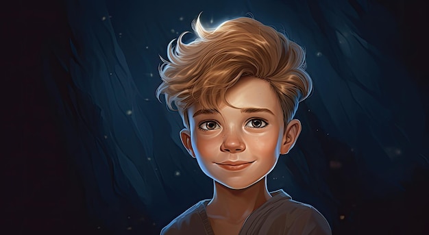 A portrait of a boy in a star wars story