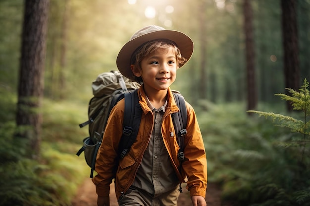 Photo portrait of a boy in the woods