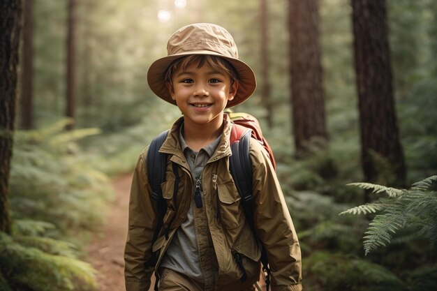 Photo portrait of a boy in the woods