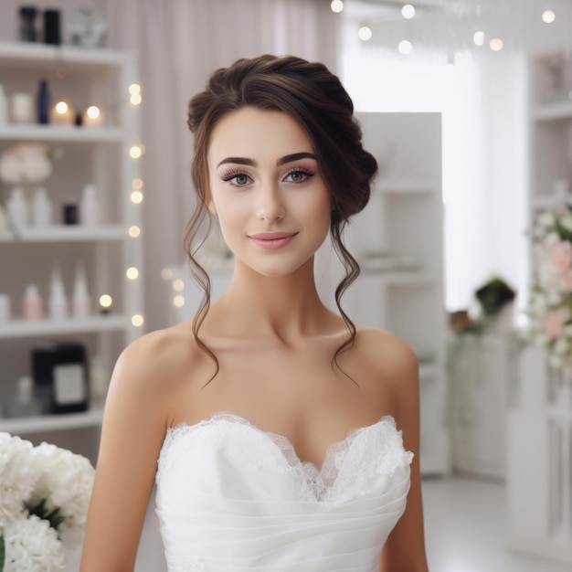 Portrait of a bride on a light background