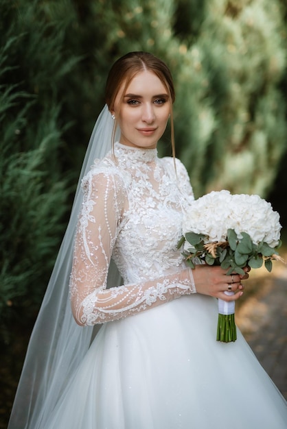 Portrait of a bride in the morning before the wedding