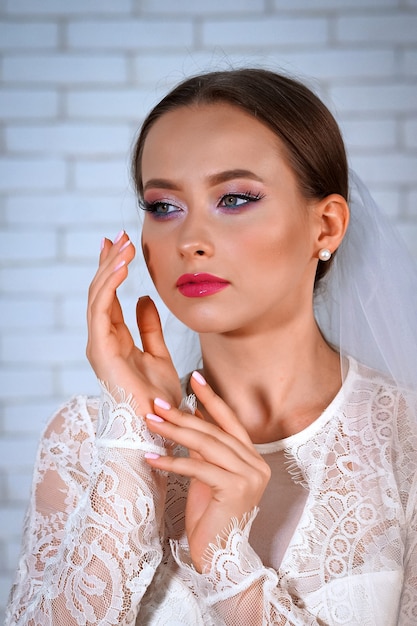 portrait bride wearing the wedding dress