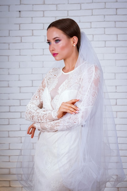 portrait bride wearing the wedding dress