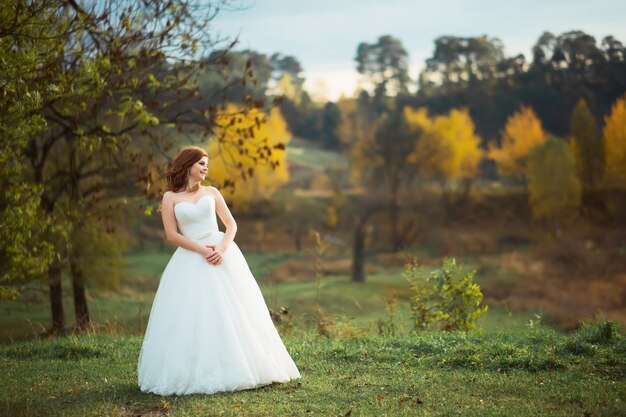 Portrait of a bride in a white dress