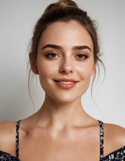 Portrait of a british model with shadow in her face with a totally white background